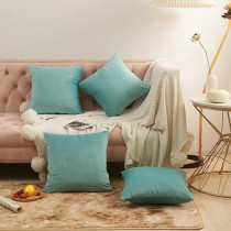 Raj Furniture Velvet Decorative Throw Pillow Covers Set Of 4, Aqua Green