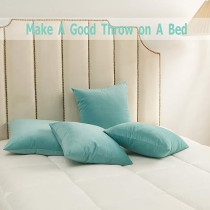 Raj Furniture Velvet Decorative Throw Pillow Covers Set Of 4, Aqua Green