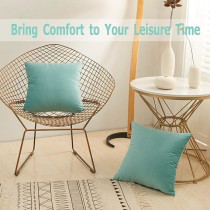 Raj Furniture Velvet Decorative Throw Pillow Covers Set Of 4, Aqua Green
