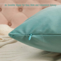 Raj Furniture Velvet Decorative Throw Pillow Covers Set Of 4, Aqua Green