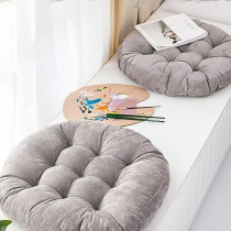 Raj Furniture Round Shape Floor Pillow Cushions, Set Of 2, Grey