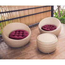 Raj Furniture Solid Papasan Patio Round Shape Seat Cushion, Set Of 2, Burg