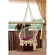 Raj Furniture Solid Papasan Patio Round Shape Seat Cushion, Set Of 2, Burg