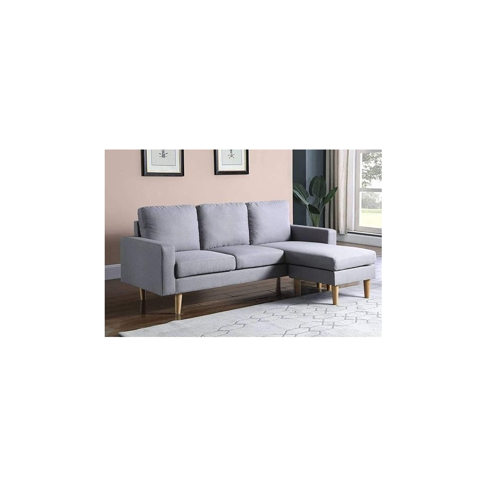 Raj Furniture Studio Luxe L-Shaped Sectional Sofa With Reversible Chaise, Strom Grey