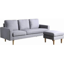 Raj Furniture Studio Luxe L-Shaped Sectional Sofa With Reversible Chaise, Strom Grey