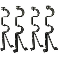 Raj Furniture Double Curtain Rod Brackets, Set Of 4, Black