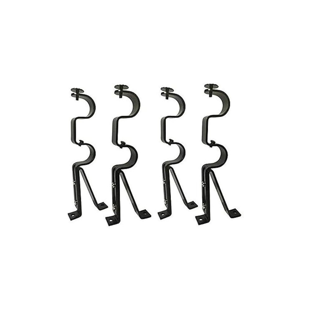 Raj Furniture Double Curtain Rod Brackets, Set Of 4, Black