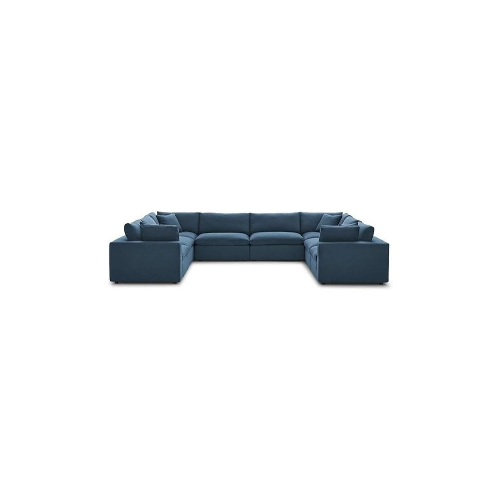 Cotton Home Wide Symmetrical Modular Sectional Sofa, Large, Blue