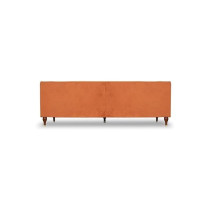 Cotton Home Velvet Tuxedo Arm Sofa, 86 Cm Height x 214 Cm Width x 78 Cm Depth, Orange