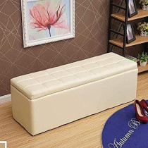 Raj Furniture Foot Stool Rest Ottoman Storage Box For Living Room And Bedroom, Beige