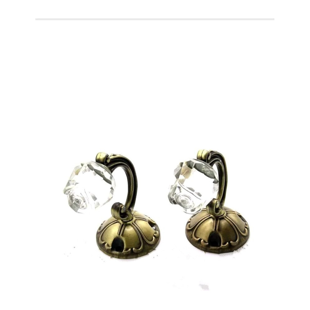 Raj Furniture Bronze Tone Crystal Curtain Drapery Holder Tie Back Wall Hook, 2 Pieces