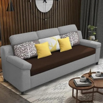 Raj Furniture Luxury 3 Seater Sofa For Living Room In Premium Fabric, Brown/Grey