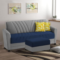 Ripple Furniture Elegance Essence 3 Seater Sofa Set With Ottoman, Blue/Grey