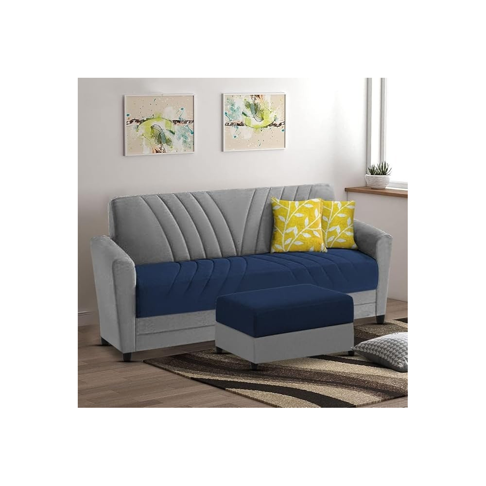 Ripple Furniture Elegance Essence 3 Seater Sofa Set With Ottoman, Blue/Grey