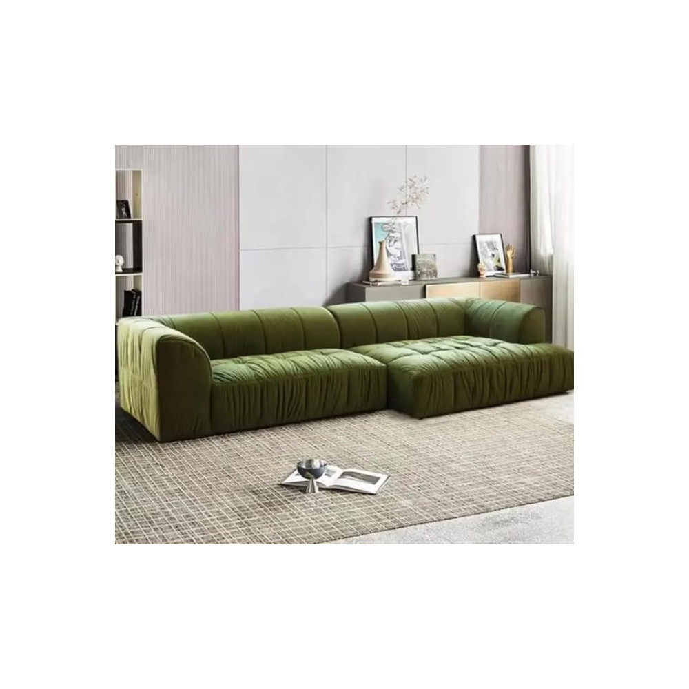 Ripple Furniture Velvet Sofa Couch For Living Room, Bedroom, Dining Room, Den, Office, Guest Room, Nursery, Green