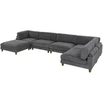 Ripple Furniture Modular Sectional Sofa Set With Ottoman, Grey