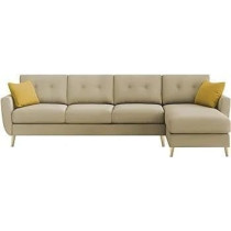 Ripple Furniture Luxury 6 Seater L Shape Sofa Set For Living Room In Premium Fabric, Rhs, Cream