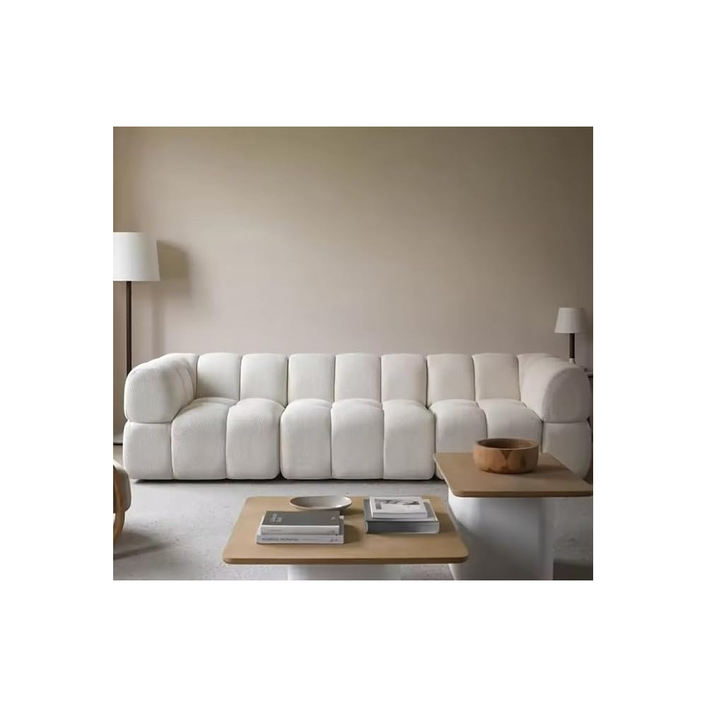 Ripple Furniture Modern Elegant Sectional Boucle Sofa, White