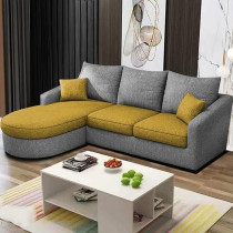 Ripple Furniture Elegance Edge 4-Seater Sofa Set For Living Room, Lhs, Yellow/Grey
