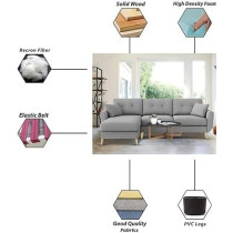 Raj Furniture 4 Seater L-Shaped Living Room Sofa In Plush Velvet Fabric, Lhs, Maroon/Grey Fabric