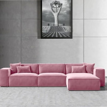 Ripple Furniture L-Shape Modern Style Luxury Home Couch, Left, Pink