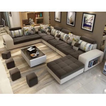 Ripple Furniture Apartment And Living Room Luxury Corner Sofa Set, Brown
