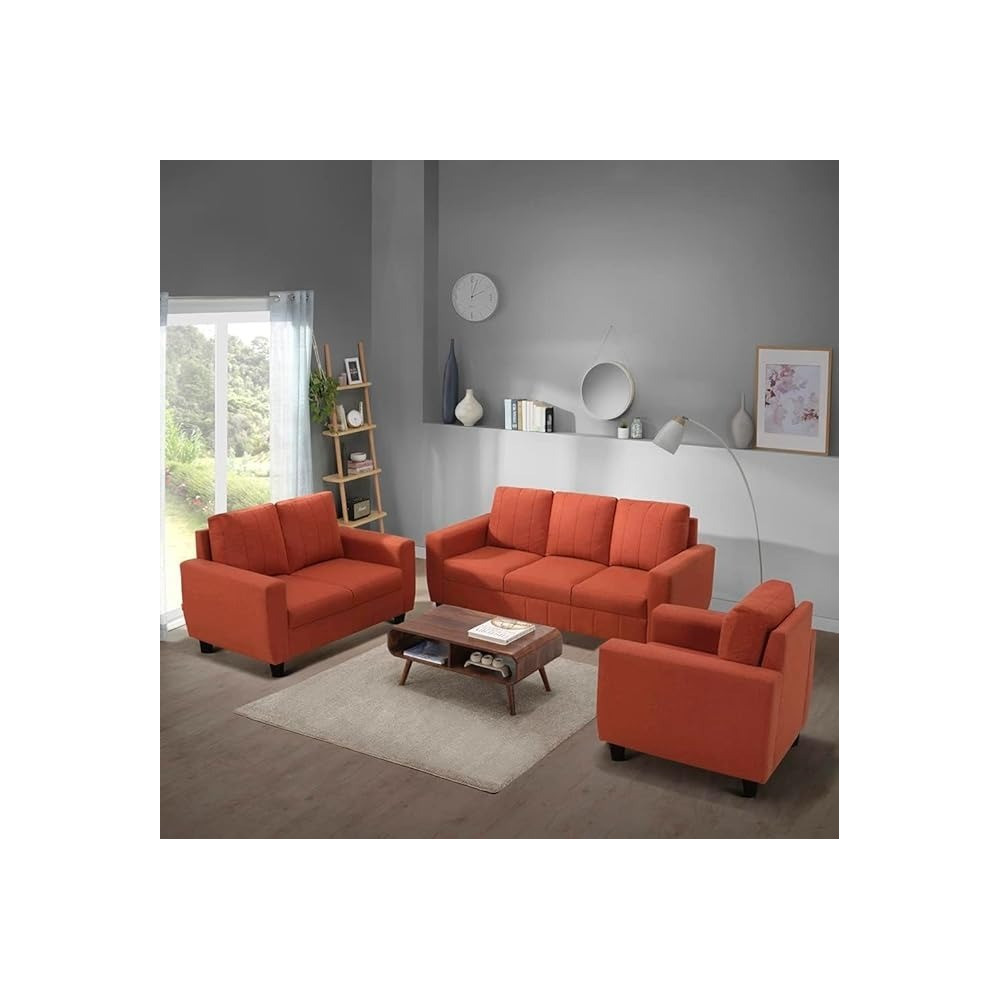 Raj Furniture Modern Fabric Sofa 6 Seater, Orange