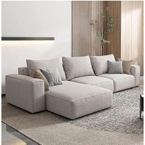 Ripple Furniture Modern Modular L-Shape Sofa, Pink