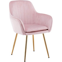 Raj Furniture Velvet Dining Chair, Leisure Armrest Chairs Upholstered With Backrest, Metal Legs Bracket, For Living Room Kitchen And Breakfast Armchair, Pink
