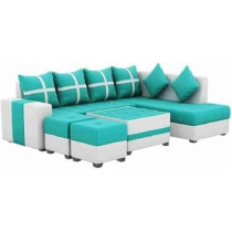 Raj Furniture Modern Leisure Fashion Fabric Combination Living Room Sofa Set, Green