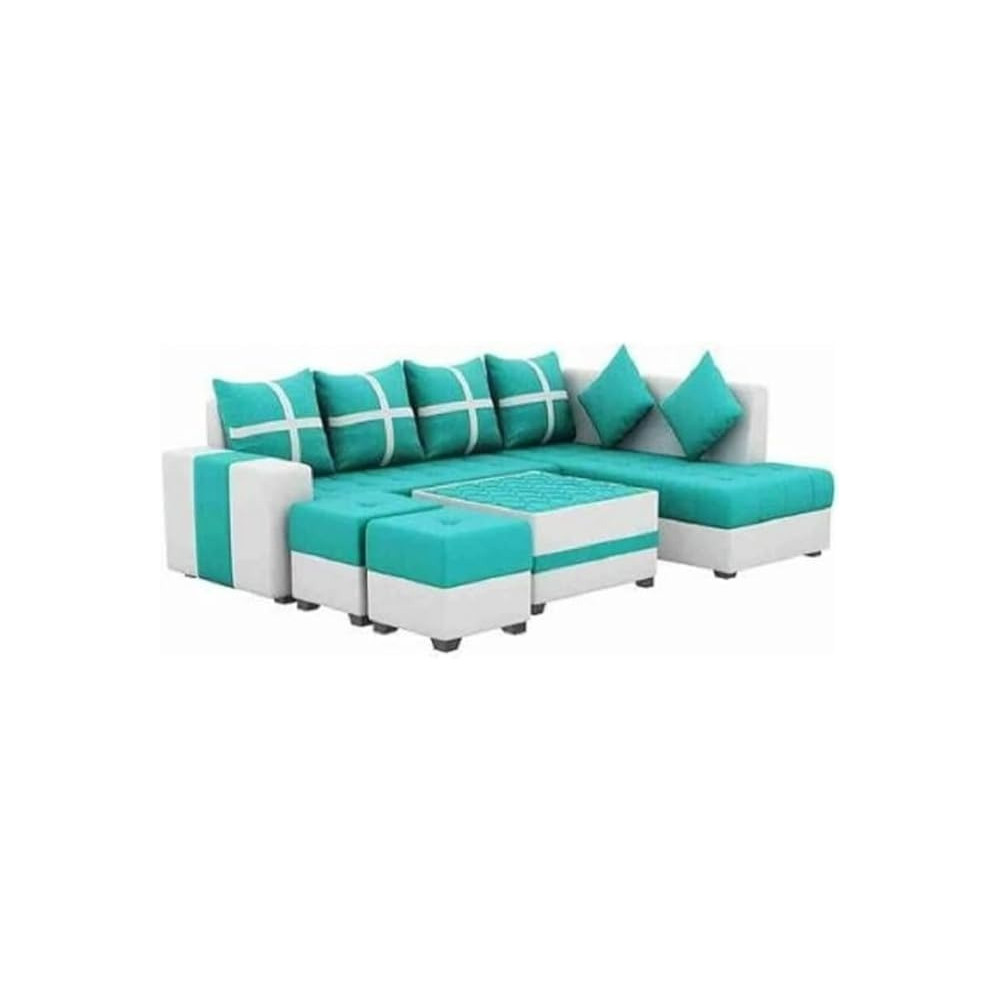 Raj Furniture Modern Leisure Fashion Fabric Combination Living Room Sofa Set, Green