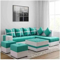Raj Furniture Modern Leisure Fashion Fabric Combination Living Room Sofa Set, Green