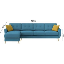 Raj Furniture Luxury 6 Seater L Shape Sofa Set For Living Room In Premium Fabric, Lhs, Turquoise