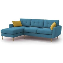 Raj Furniture Elegance 4 Seater L-Shaped Living Room Sofa In Plush Velvet Fabric, Lhs, Turquoise Fabric
