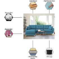 Raj Furniture Elegance 4 Seater L-Shaped Living Room Sofa In Plush Velvet Fabric, Lhs, Turquoise Fabric