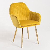 Ripple Furniture Living Room, Dinning Room, Hotel Restaurant And Office Visitor Velvet Chair, Mustard Yellow