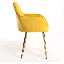 Ripple Furniture Living Room, Dinning Room, Hotel Restaurant And Office Visitor Velvet Chair, Mustard Yellow