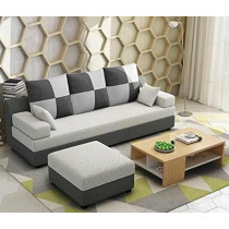 Raj Furniture Modern 3 Seater Sofa Set For Living Room, Grey/Black, Fabric