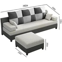 Raj Furniture Modern 3 Seater Sofa Set For Living Room, Grey/Black, Fabric