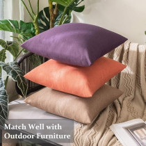Miulee Pack Of 2 Decorative Outdoor Solid Waterproof Throw Pillow Covers Linen Garden Farmhouse Cushion Cases For Patio Tent Balcony Couch Sofa, 16 X 16 Inch, Coral Red