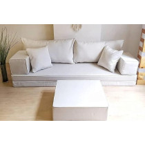 Raj Furniture Comfy 8 Piece Majlis Floor Sofa Set -1, White