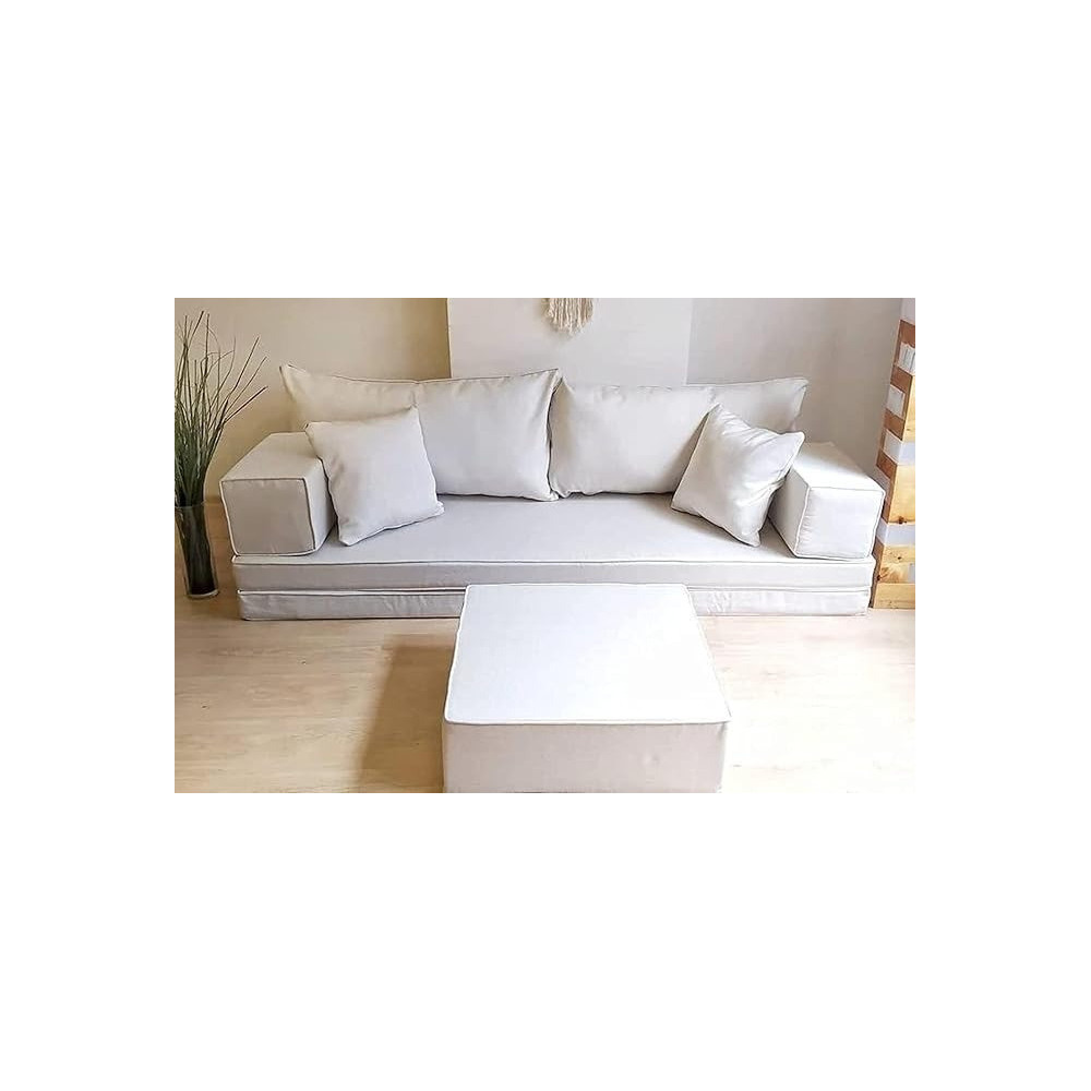 Raj Furniture Comfy 8 Piece Majlis Floor Sofa Set -1, White