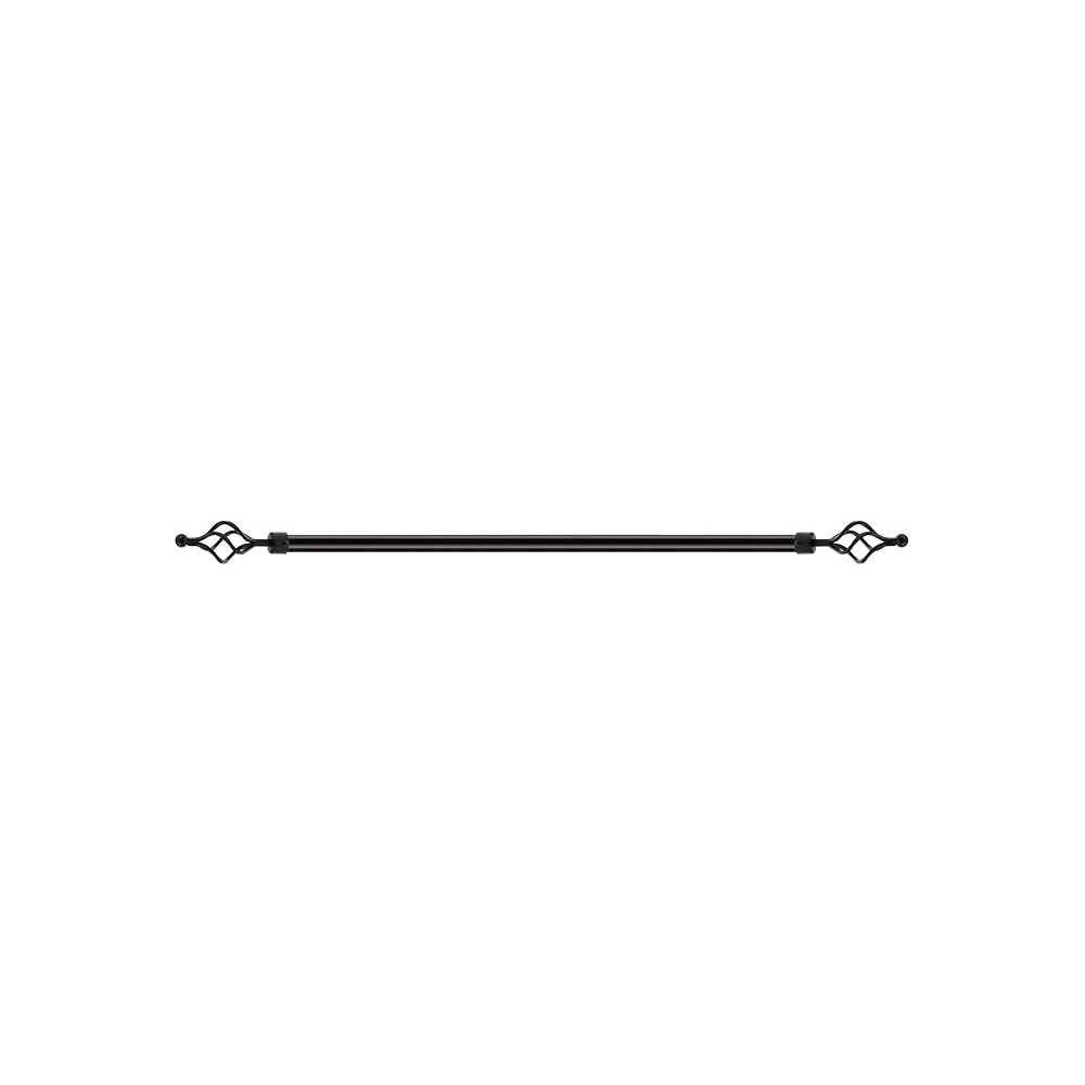 Raj Furniture Roman Adjustable Curtain Rod, 200-400 Cm, Metal Single Rod Window Treatment Rod, Black