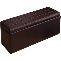 Nubeats Foot Stool Rest Ottoman Rectangle Storage Boxes, Living Room, Bedroom Vintage Seat Stool Pouffe Chair, Brown, Rectangle
