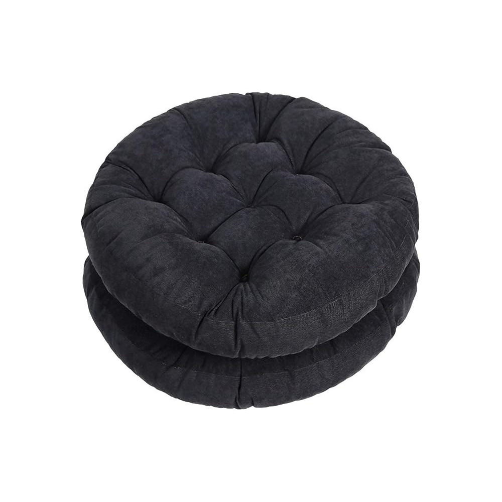 Tiita Seat Cushion Round, Hanging Chair Cushions, Floor Cushion 22 Inch Set Of 2, Throw Pillows Indoor/Outdoor, Black, 22 X 22 X 4 Inches