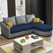 Raj Furniture Elegance Edge 4-Seater Sofa Set For Living Room, Blue/Grey