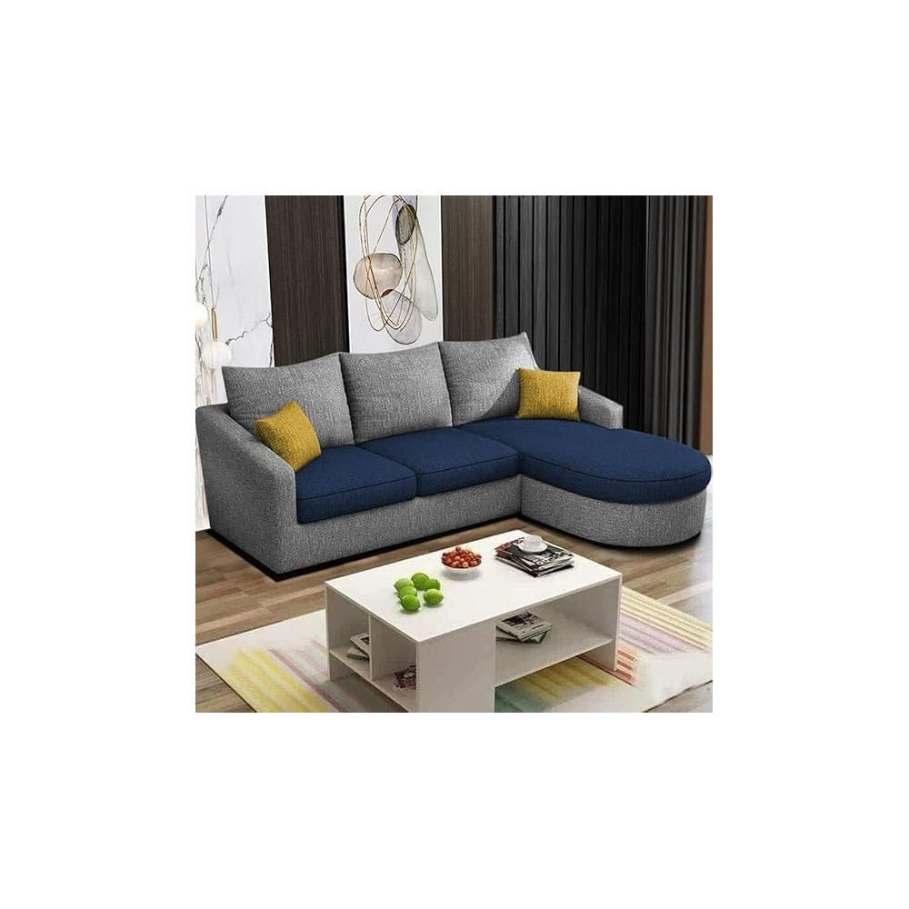 Raj Furniture Elegance Edge 4-Seater Sofa Set For Living Room, Blue/Grey