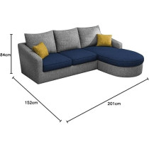 Raj Furniture Elegance Edge 4-Seater Sofa Set For Living Room, Blue/Grey