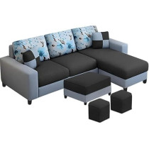 Raj Furniture 4 Seater RHS L Shape Sofa For Living Room, Black/Grey