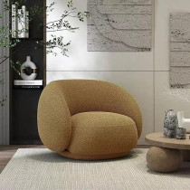 Ripple Furniture Modern Minimalist Design Floor Sofa Lamb Wool High Back Armrest Single Sofa Chair Living Room Furniture, Dark Khaki